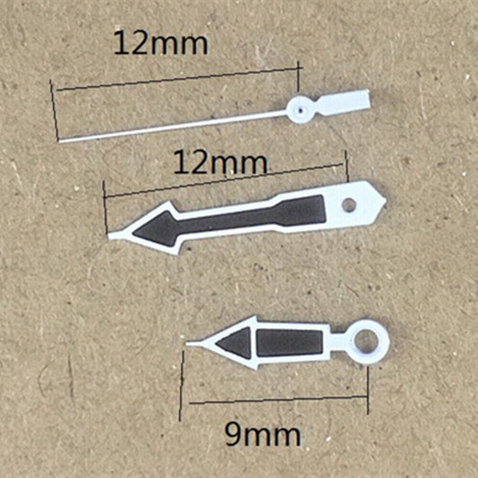 Black silver trim watch hands compatible with Miyota 2035 quartz movement, precise and stylish design by P1-H2-C9.