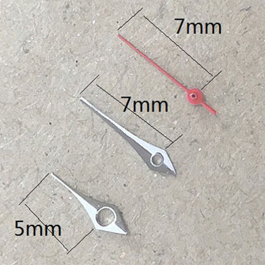 Silver red second hand for Miyota 2035 quartz watch movement, precise replacement part.