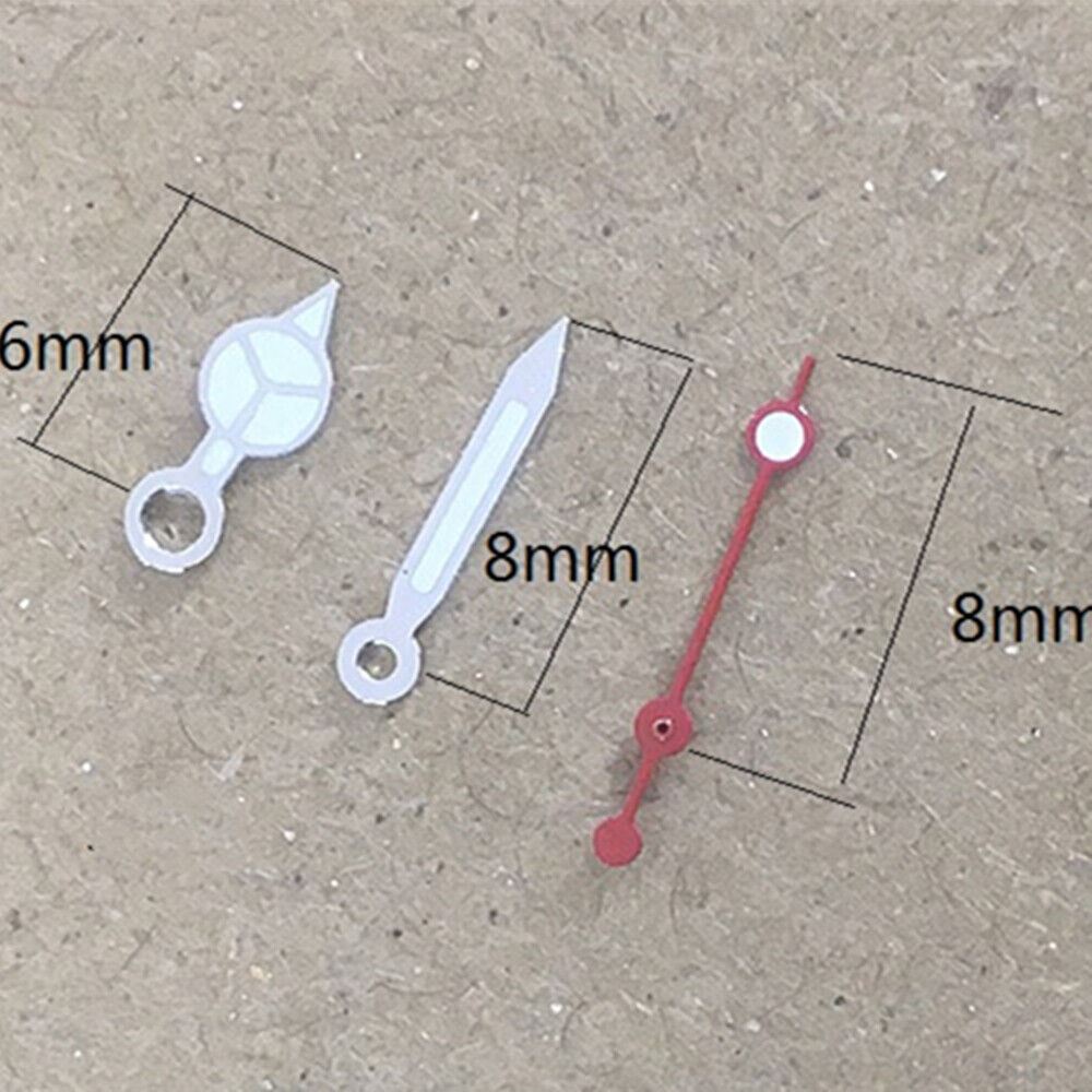 Luminous silver trim watch hands for Miyota 2035 quartz movement by P1-H2-C4, ideal for precise timekeeping.