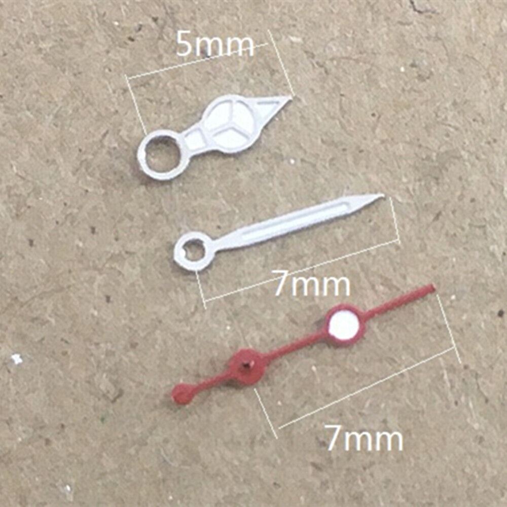 Luminous silver trim watch hands for Miyota 2035 quartz movement by P1-H2-C6, enhancing readability.