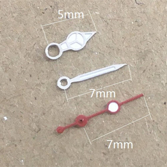 Luminous silver trim watch hands for Miyota 2035 quartz movement by P1-H2-C6, enhancing readability.