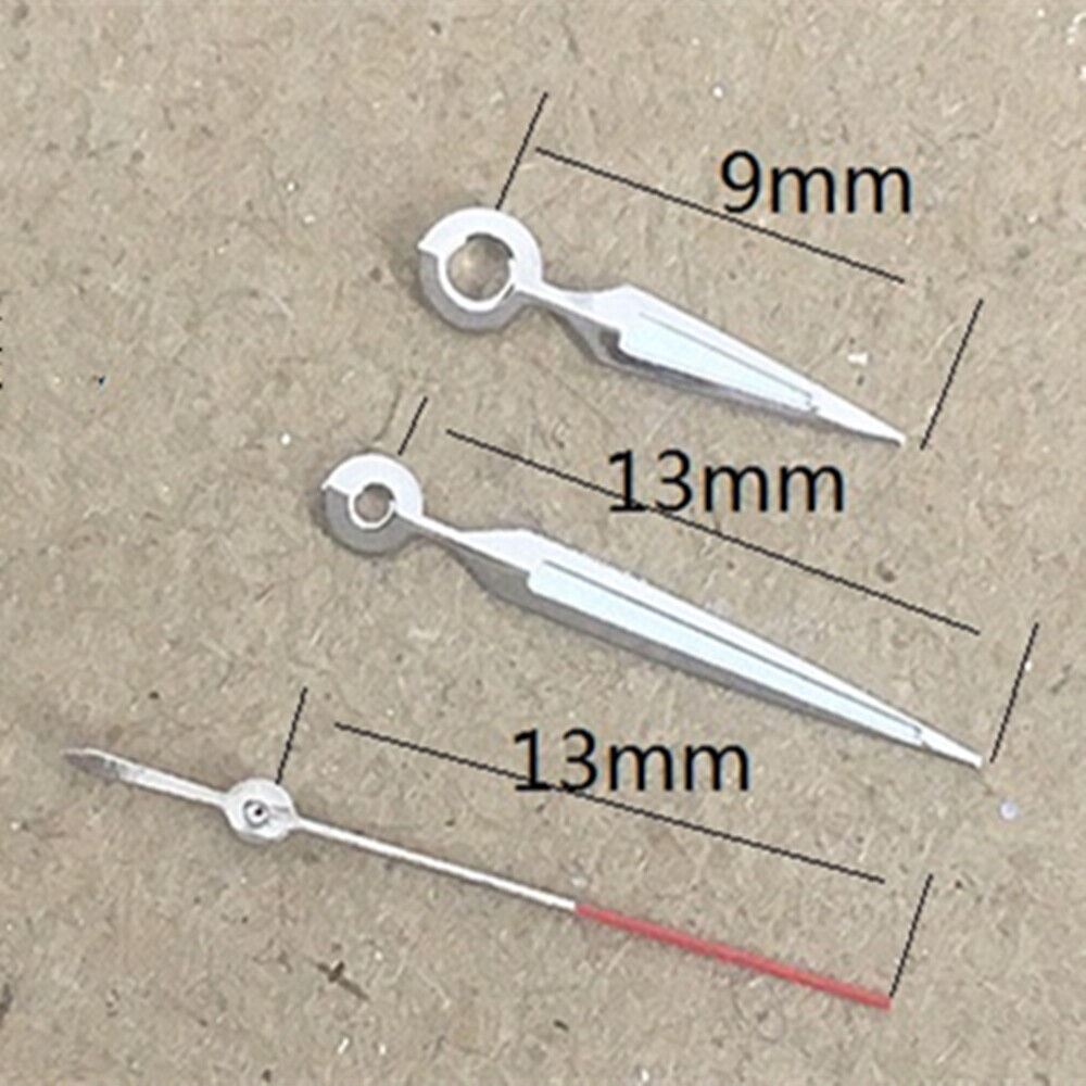 Luminous arrow-shaped watch hands for Miyota 2035 quartz movement, perfect for precise timekeeping.