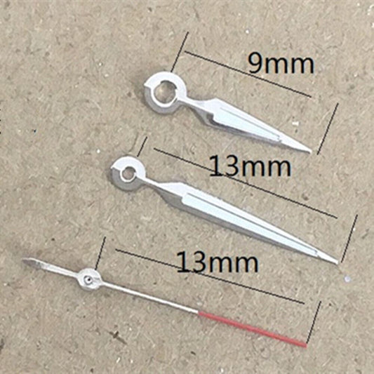 Luminous arrow-shaped watch hands for Miyota 2035 quartz movement, perfect for precise timekeeping.