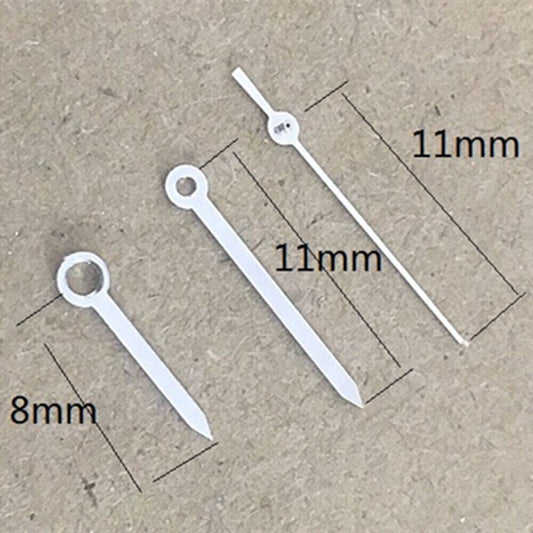 White set of watch hands compatible with Miyota 2035 quartz movement, precise design for repairs.