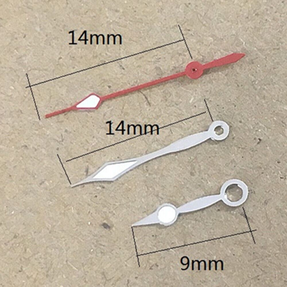 Lume arrow-shaped watch hands for Miyota 2035 quartz movement, enhancing visibility and style.