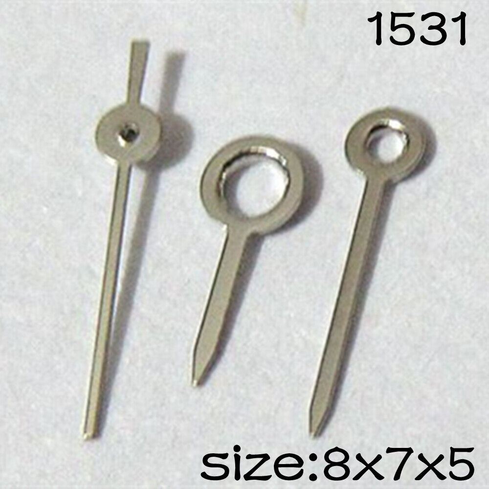 Silver watch hands set for Miyota 2035 movement with 8mm, 7mm, and 5mm lengths, brand NO.1531.