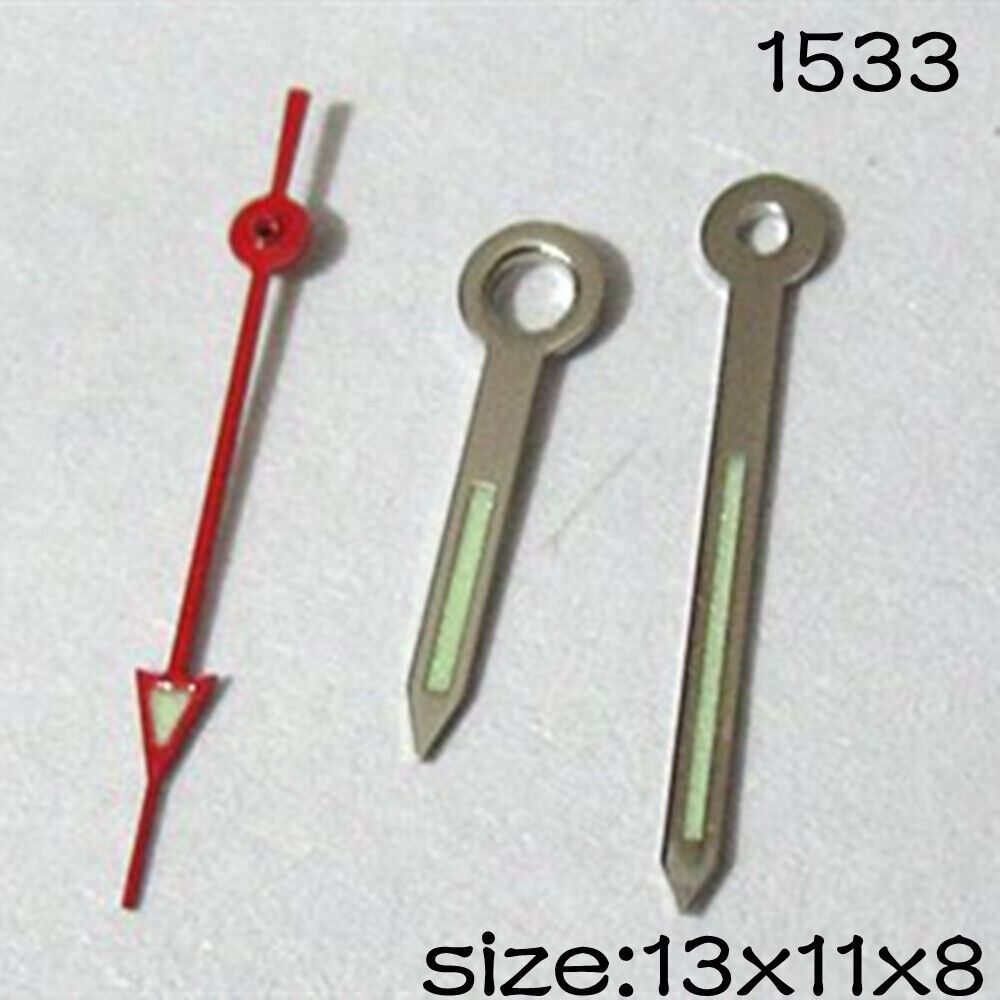 Luminous red second watch hand for Miyota 2035 movement, 13mm length, precision timing by #1533.