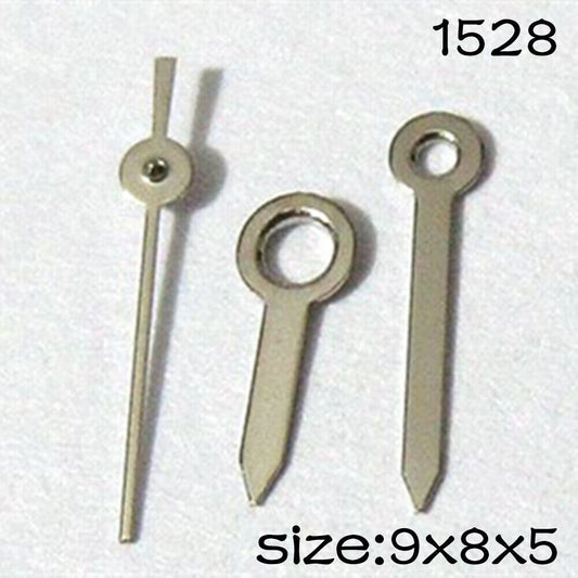 Silver trim watch hands set for Miyota 2035 movement, sizes 9mm, 8mm, 5mm, ideal for precision repairs.