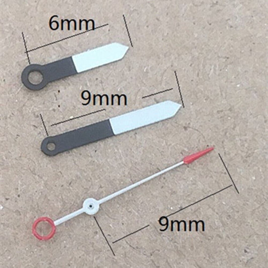 Black and white watch hands for Miyota 2035 quartz movement, enhancing precision and style.