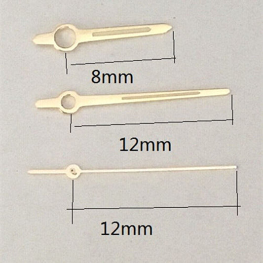 Golden Trim luminous watch hands designed for Miyota 8200 movement, enhancing visibility in low light, P1-H5-NO12.