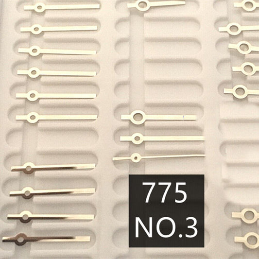 Polished golden 3 hands set for Ronda 775 quartz watch movement by P1-H5-NO3, sleek design.