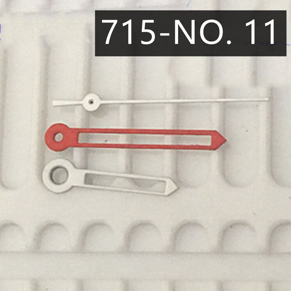 Red trim hollow watch hands compatible with Ronda 715 quartz movement, precise timekeeping accessories.