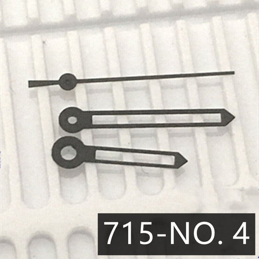 Black trim hollow 3 hands for Ronda 715 quartz watch movement, precise timekeeping components by P1-H5-NO4.