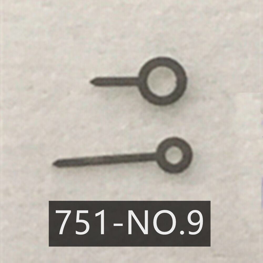 Black 2 hands set for Ronda 751 quartz watch movement, precise fit for watch repair and customization.
