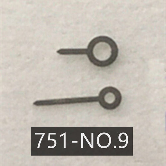 Black 2 hands set for Ronda 751 quartz watch movement, precise fit for watch repair and customization.