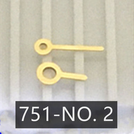 Golden 2 hands set for Ronda 751 quartz watch movement, precise fit for repairs and customization.