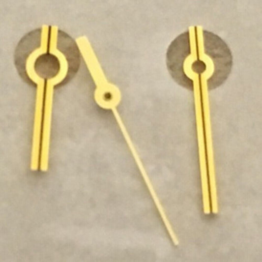 Golden 3 hands set for ETA 256.111 quartz watch movement, precise replacement accessory.