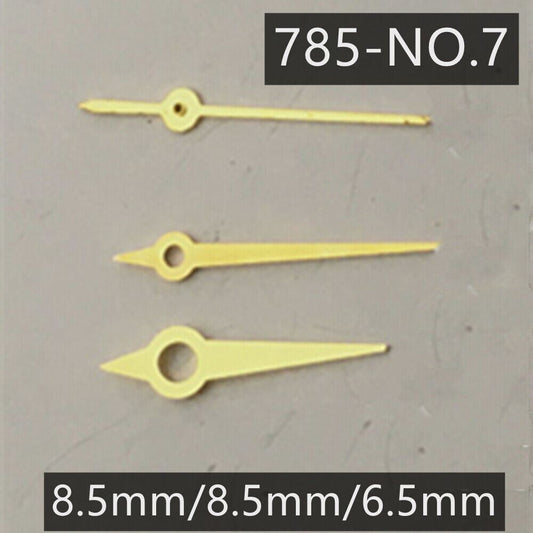 Golden watch hands set for Ronda 785 quartz movement, 3 hands, stylish and precise NO.7.