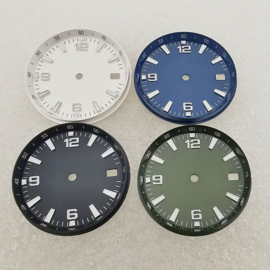 Cadran de montre 31 mm avec luminescent, compatible avec les mouvements NH35 et NH36, avec bague intérieure