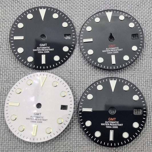 Cadran de montre 29 mm avec mouvement NH34 vert lumineux MOD GMT multicolore