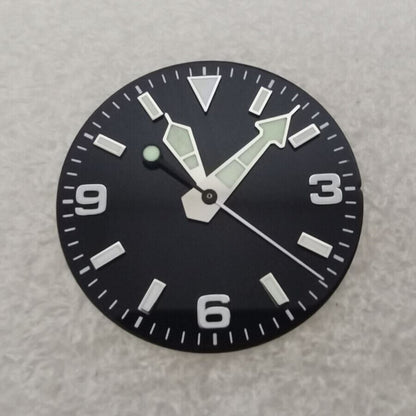 Cadran de montre 29 mm avec éclairage vert pour mouvement NH35/NH36, style 369