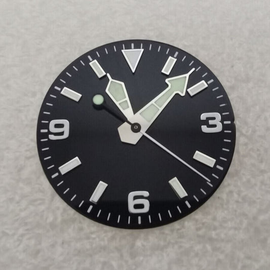Cadran de montre 29 mm avec éclairage vert pour mouvement NH35/NH36, style 369