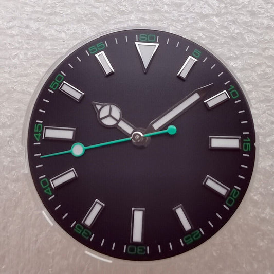 Cadran de montre 29 mm vert lumineux adapté au mouvement NH35 NH36, trotteuse verte