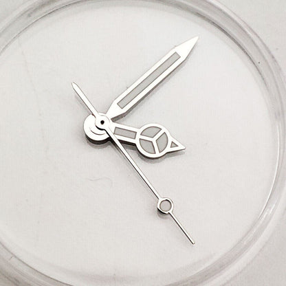 Silver trim green luminous watch hands for NH35A/NH36A, precise fit with long-lasting glow in low light conditions.