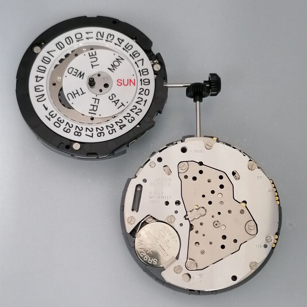 Mouvement à quartz Miyota 6S00, jour et date, 3 aiguilles