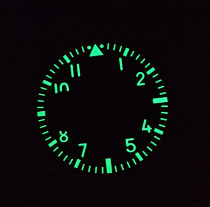 Montre pilote bleue de 38,9 mm, cadran vert lumineux, compatible avec le mouvement <tc>ETA</tc> 6497