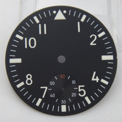 Montre pilote noire de 38,9 mm, cadran vert lumineux, compatible avec le mouvement <tc>ETA</tc> 6498