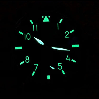Montre pilote noire de 38,9 mm, cadran vert lumineux, compatible avec le mouvement <tc>ETA</tc> 6498