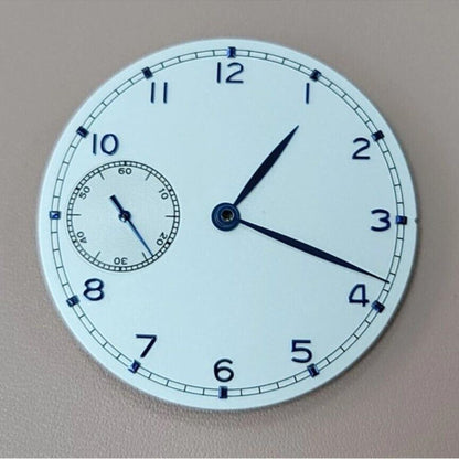 Cadran de montre pilote blanc 37 mm compatible avec le mouvement <tc>ETA</tc> 6497 sans logo BP08