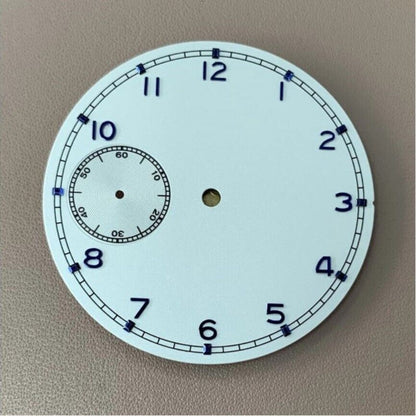 Cadran de montre pilote blanc 37 mm compatible avec le mouvement <tc>ETA</tc> 6497 sans logo BP08