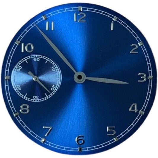 Cadran de montre pilote bleu 37 mm compatible avec le mouvement <tc>ETA</tc> 6497 sans logo BP08