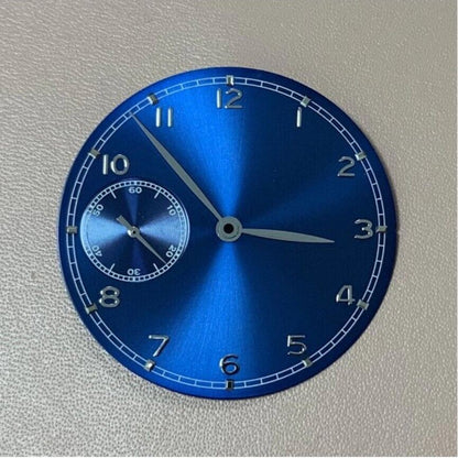 Cadran de montre pilote bleu 37 mm compatible avec le mouvement <tc>ETA</tc> 6497 sans logo BP08