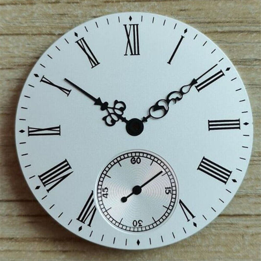 39mm white enamel pilot watch dial, compatible with ETA6498 and Seagull ST3621 movements, sleek design.