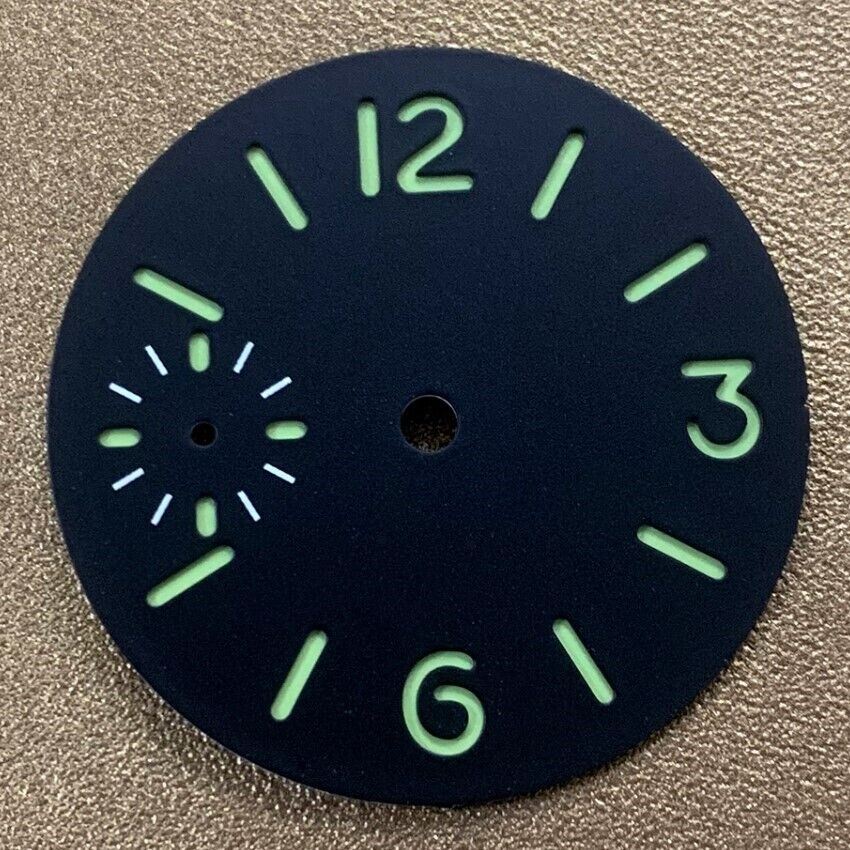 Cadran de montre lumineux vert de 34,5 mm, compatible avec le mouvement <tc>ETA</tc> 6497/6498.