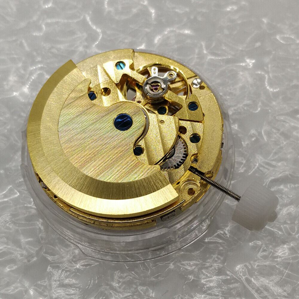 Golden automatic mechanical watch with perpetual calendar and big date at 12, China Made, elegant design.