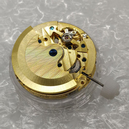 Golden automatic mechanical watch with perpetual calendar and big date at 12, China Made, elegant design.