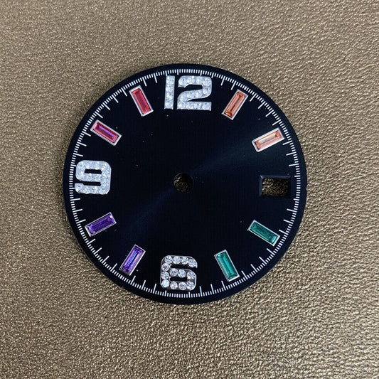Cadran de montre en pierre colorée de 28,50 mm, sans luminescence, compatible avec les mouvements NH35/NH36