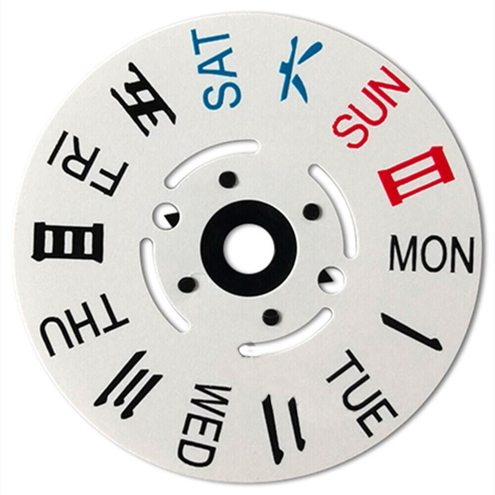 White Background Chinese English Font Week Disk Week Wheel for Miyota NH35 NH36