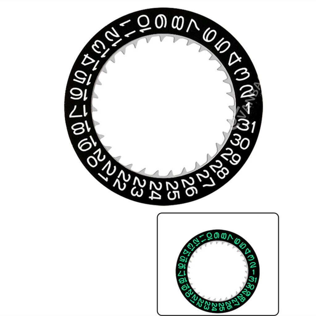 Disque de date vert lumineux sur fond noir et police blanche pour Miyota NH35 NH36