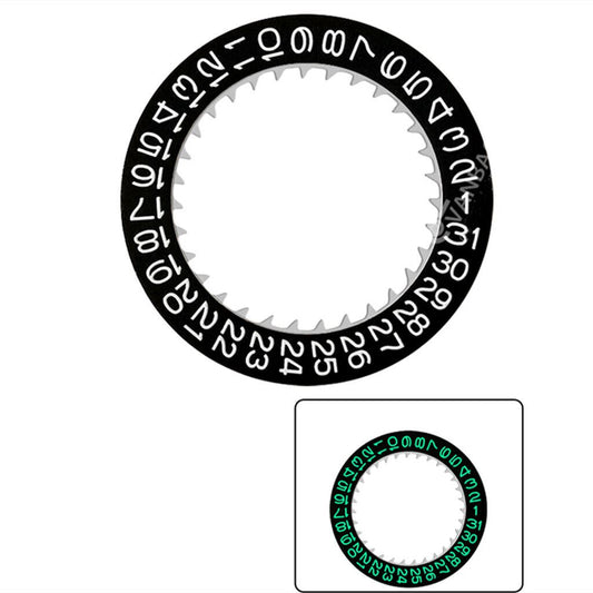 Disque de date vert lumineux sur fond noir et police blanche pour Miyota NH35 NH36