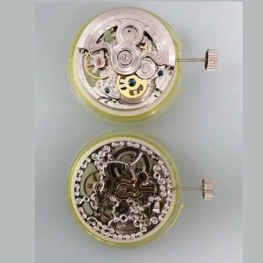 Silver Hollow 2189 automatic watch movement with 3 hands, precision mechanical design from China.