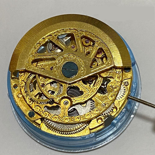 Asian 2813 golden hollow automatic watch movement, mechanical 8205 replacement for precise timekeeping