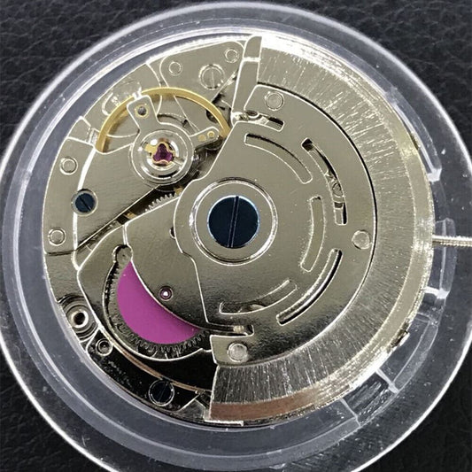 Nanning 2813 mechanical watch movement with moon phase at 6 o'clock and small second hand, China made.