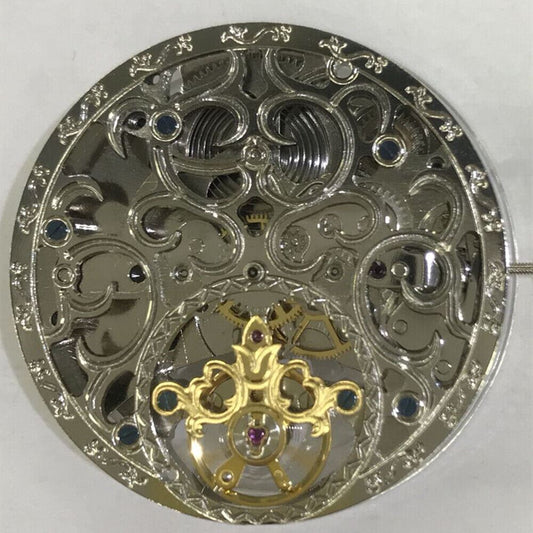 3 Hands Brand New China Made Hollow Carved Automatic Mechanical Watch Movement showing intricate design and craftsmanship