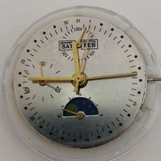 Asian Shanghai 7750 mechanical movement with moon phase at 6 o'clock, watch accessory replacement part