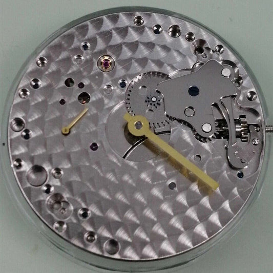 China Made Silver Tianjin 6497 mechanical watch movement by Seagull, model ST3601, for precise timekeeping.